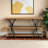 Parkland Console Table in Natural Brown Black Metal, 31.33" H X 59.56" W X 15.80" D