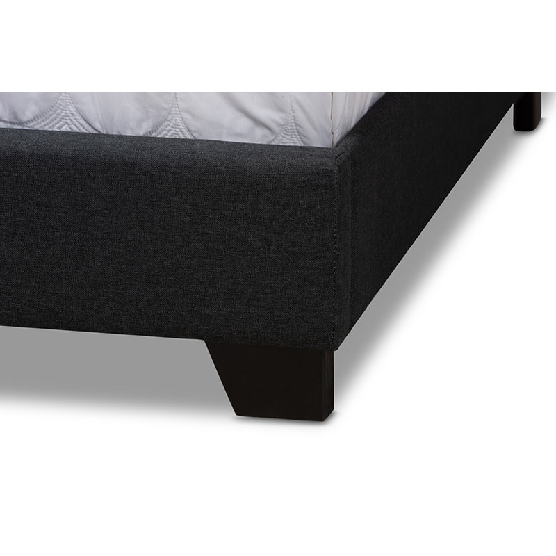 Lit plateforme tapissier standard Harrel, Gris anthracite, Très grand