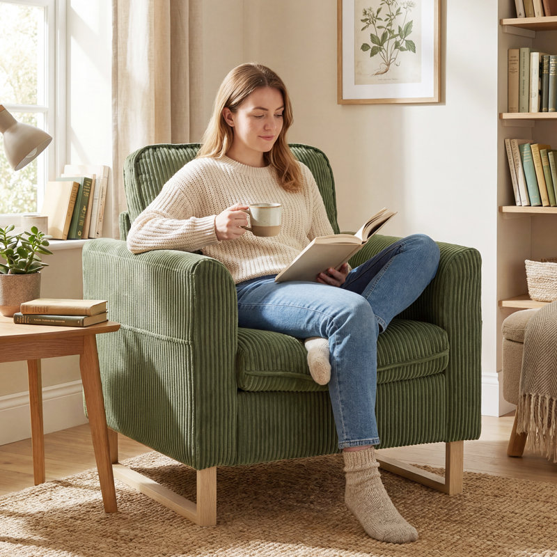 Upholstered Accent Chair, Green