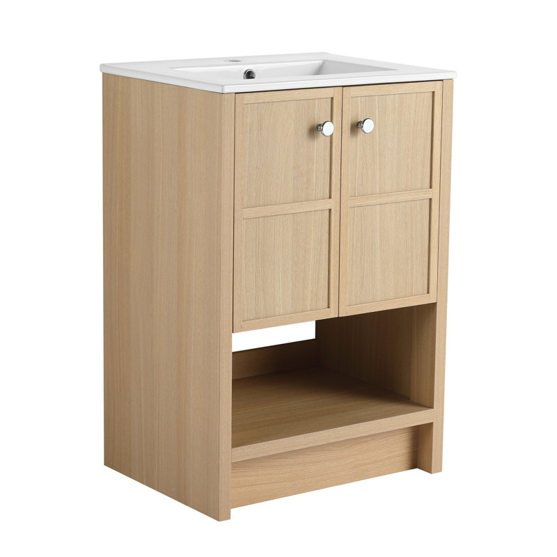 Meuble-lavabo autoportant avec lavabo en céramique
