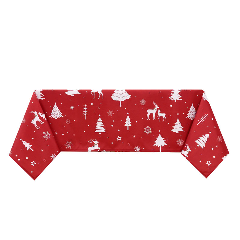 Waterproof Washable Christmas Tablecloth with Deer Pattern | Festive Polyester Cover for Dining Room, Kitchen & Holiday Parties
