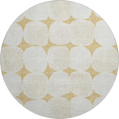 Premium Machine Washable Prisco Gold Rug
