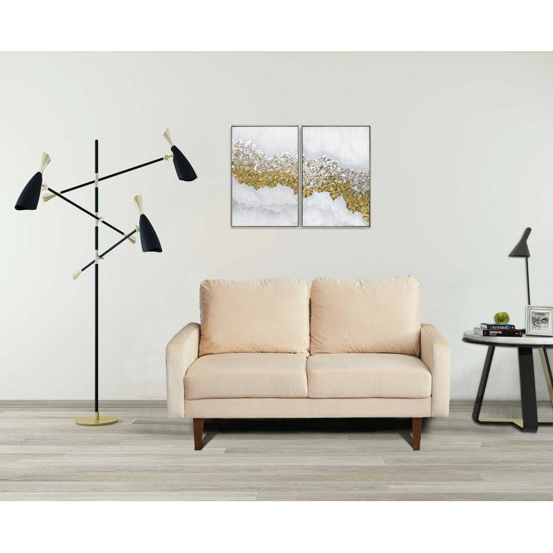 Jekori 59'' Velvet Loveseat, Beige Velvet