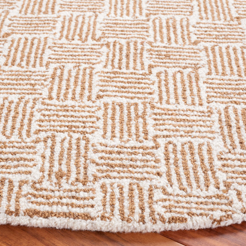Tunis Hand Tufted Wool Pile And Cotton With Latex Checkered Rug, Round 5'