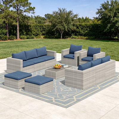 Baecher 11 Piece Wicker Sectional Seating Group with Cushions (Fully Assembled)