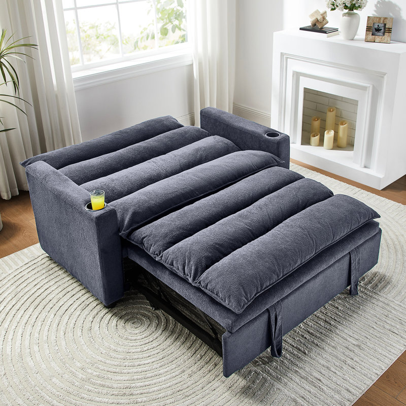31 Lit convertible gris de 47 po avec support réglable et confortable pour fauteuil en velours d'appoint