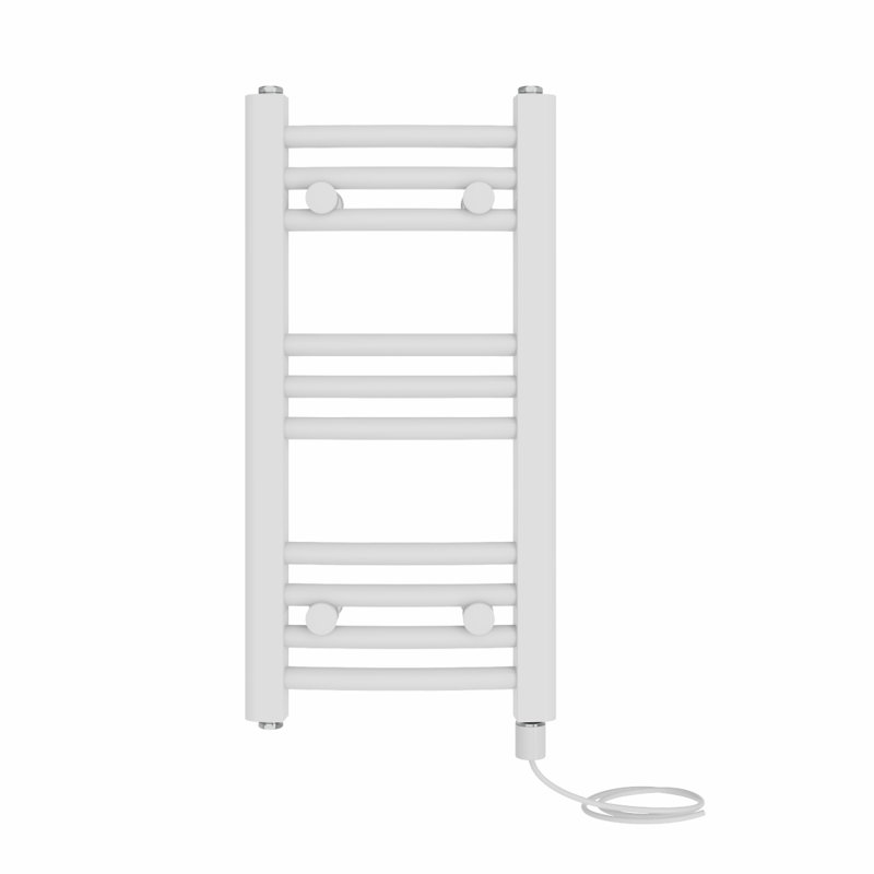 Cleavie Prefilled Curved Towel Rail Heated Towel Rails, 60cm H x 30cm W x 3.4cm D, White