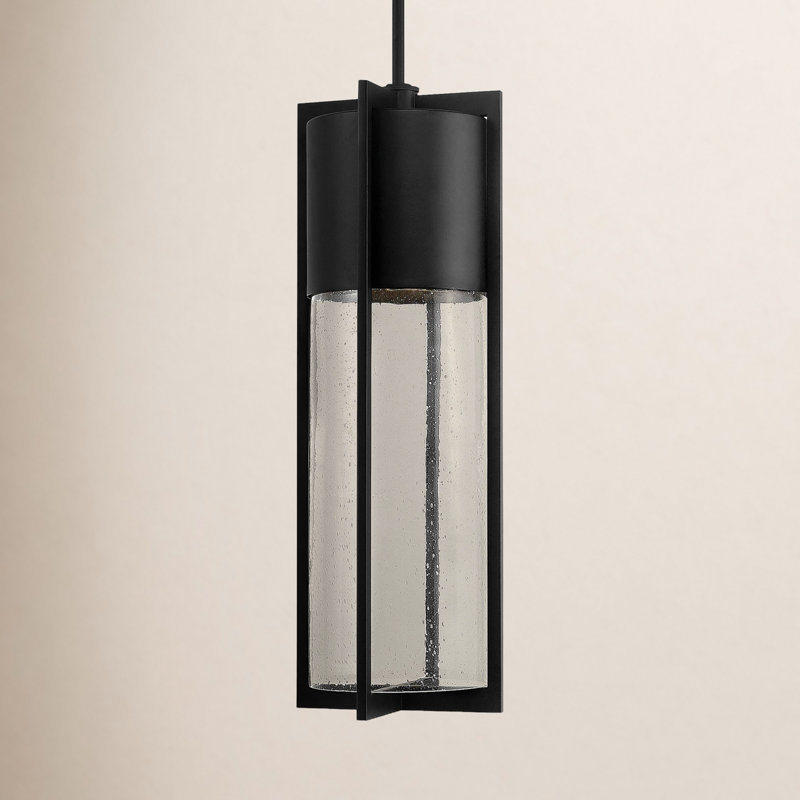 Luminaire suspendu d'extérieur 1 lumière Bandit, H 21,75 po x l 6,25 po, Incandescent, Noir
