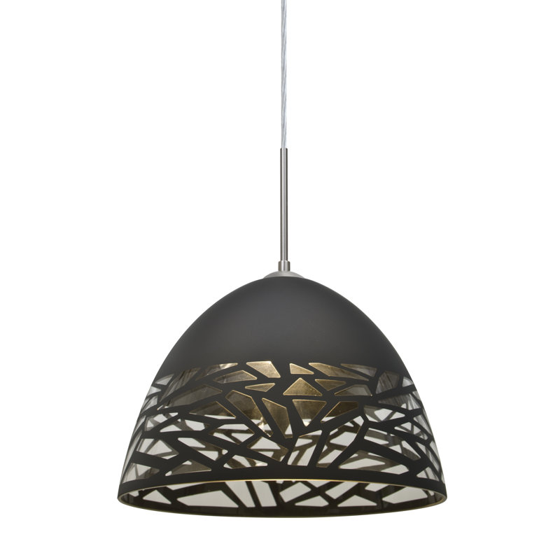 Luminaire suspendu en forme de dôme à 1 lumière Kyiv, Nickel satiné, Cuivre