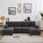 U-shaped Sectional Sofa With Dual Chaise Lounges, Storage Pockets And Armrest Pillows-950727178
