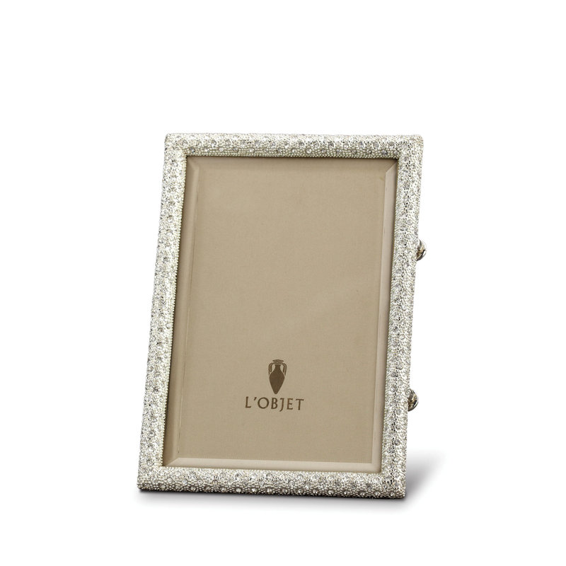 L'objet Rectangular Pave Frame, Platinum, 4" W x 6" H, Platinum Plated/Crystal
