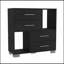 Commode Krista, deux tablettes ouvertes, quatre tiroirs - noir