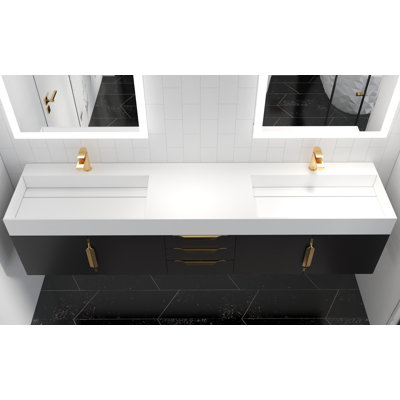 Meuble-lavabo double 84 po avec plateau Amazon