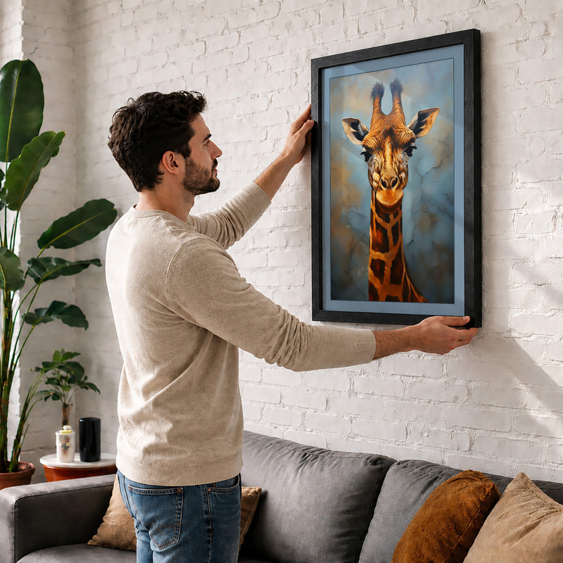 Gentle Giraffe Modern 1 Piece Single Picture Frame Wall Art, A3 - 42.0 x 29.7 cm, Walnut