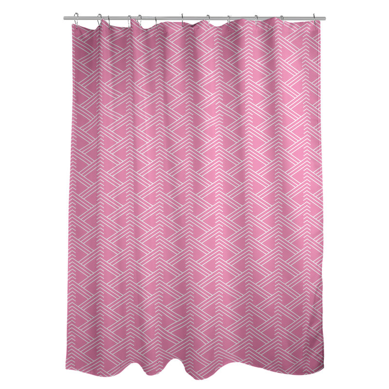 Classic Zig Zag Single Shower Curtain, Pink/White