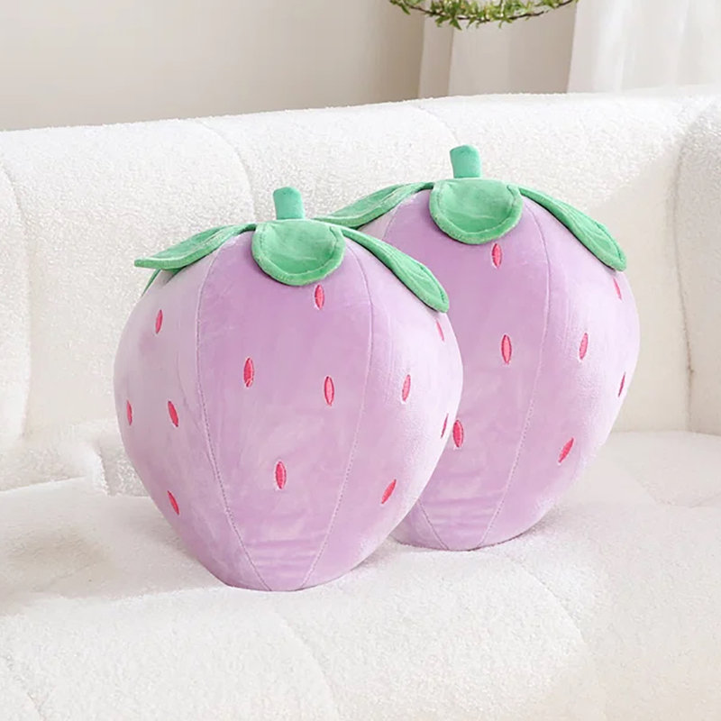 Velvet Strawberry Decorative Pillows for Couch Decor (Set of 2), Red