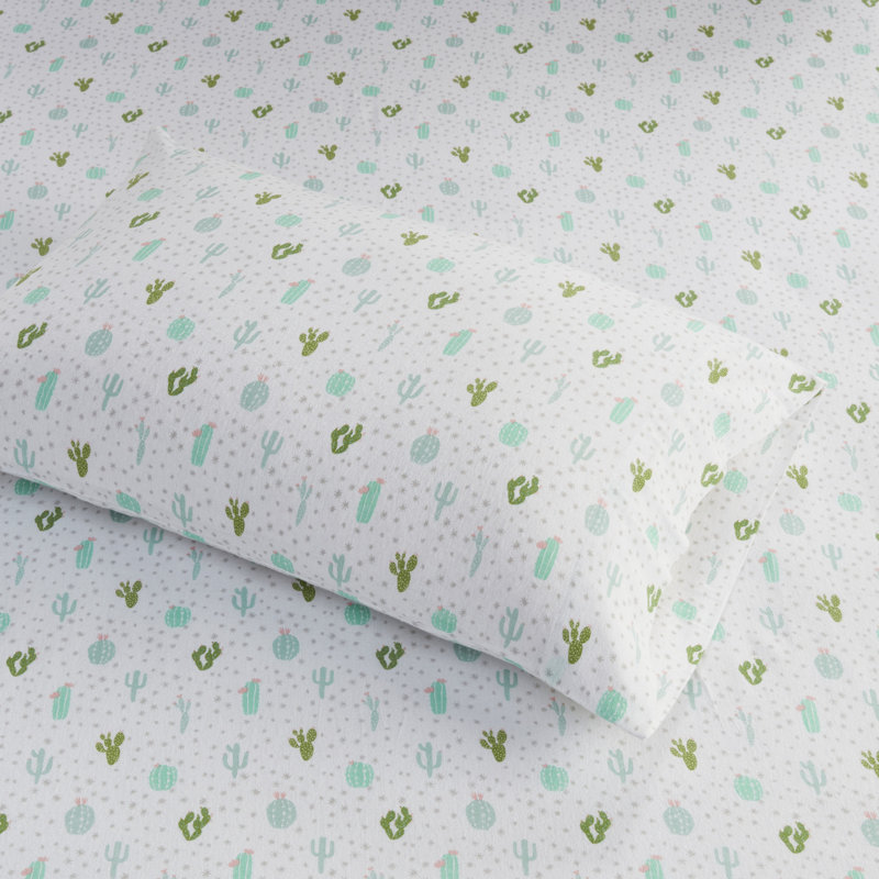 Gray Sloth Print Twin Cotton Flannel Sheet Set