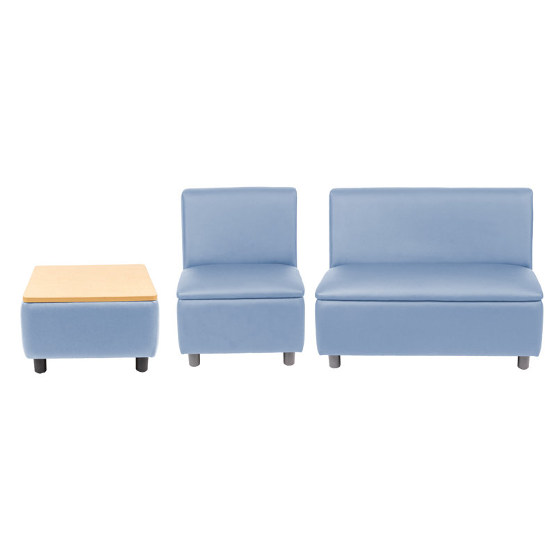 Ensemble 3 pièces de chaise et canapé modulaire avec table de bout Kid Comfort, Bleu poudre