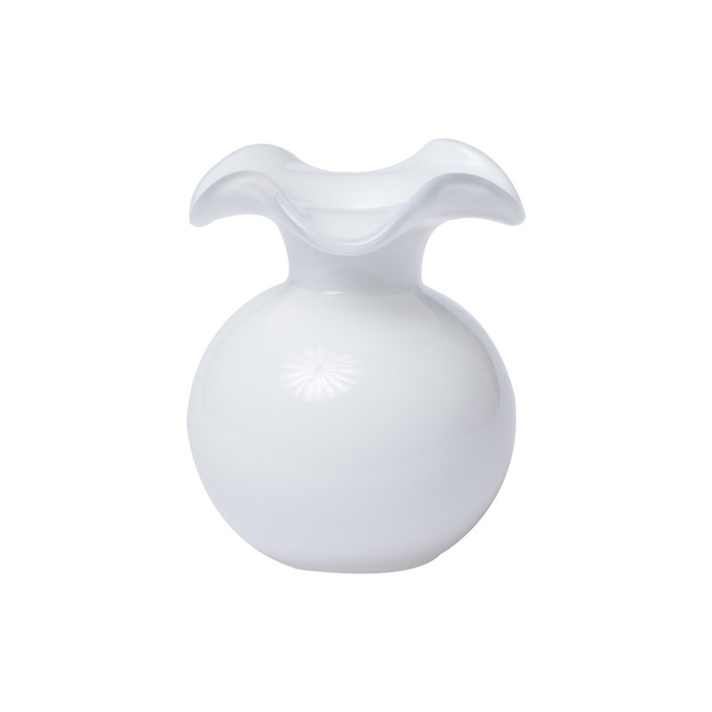 Hibiscus Glass Vase, 5.5" H x 5" W x 5" D - Bud, White