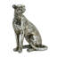 Figurine léopard Wendy assise, pierre thermolaquée, argent métallique 9 pouces