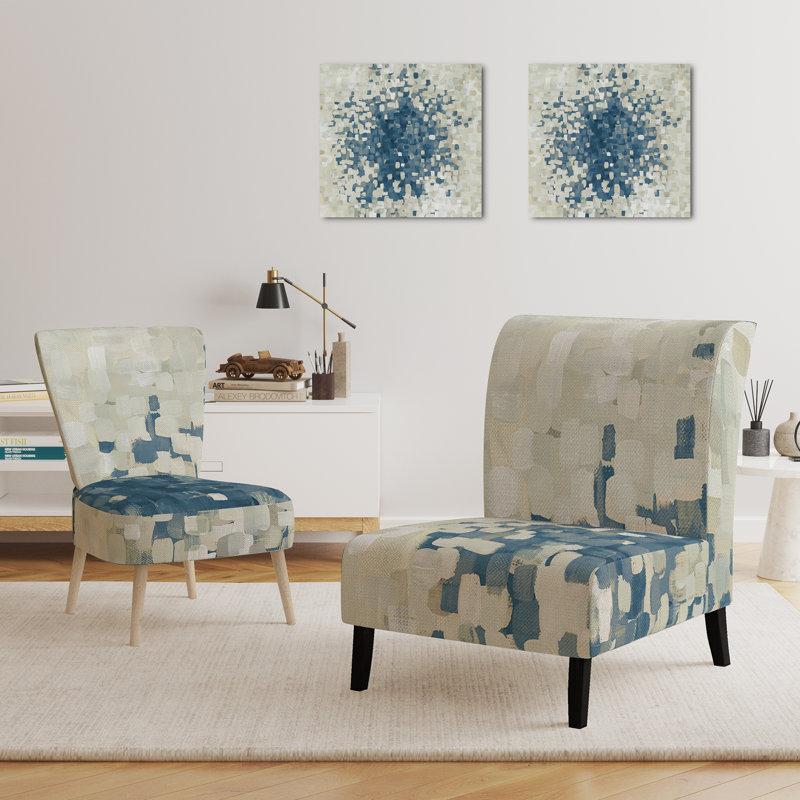 Explosion Blocks - Modern Upholstered Slipper Chair, Blue
