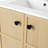 Bathroom Vanity With Vessel Sink, Wall-Mounted Floating White Rectangular Acrylic Integrated Basin Without Faucet, Striped Shelves Layer, Natural Woodgrain Colour