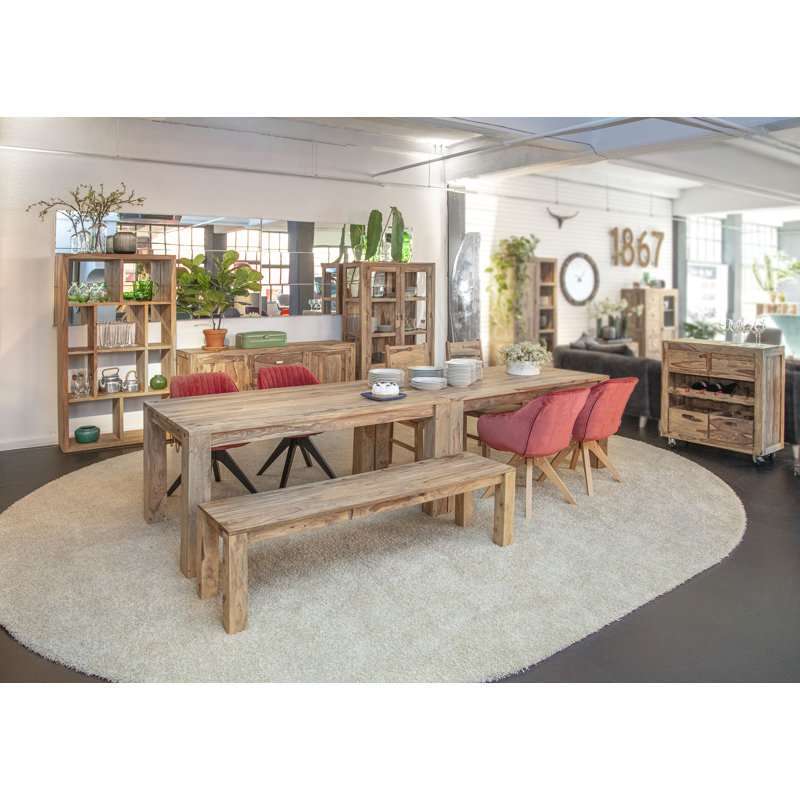 Rigid Solid Wood Bench, 45 cm H x 180 cm W x 40 cm D