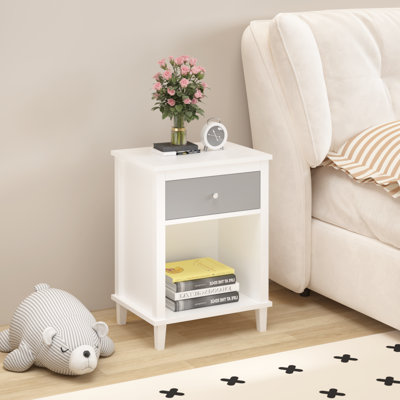 Table de chevet 26,77 po H avec tiroir en bois et tablette pour enfants, adultes