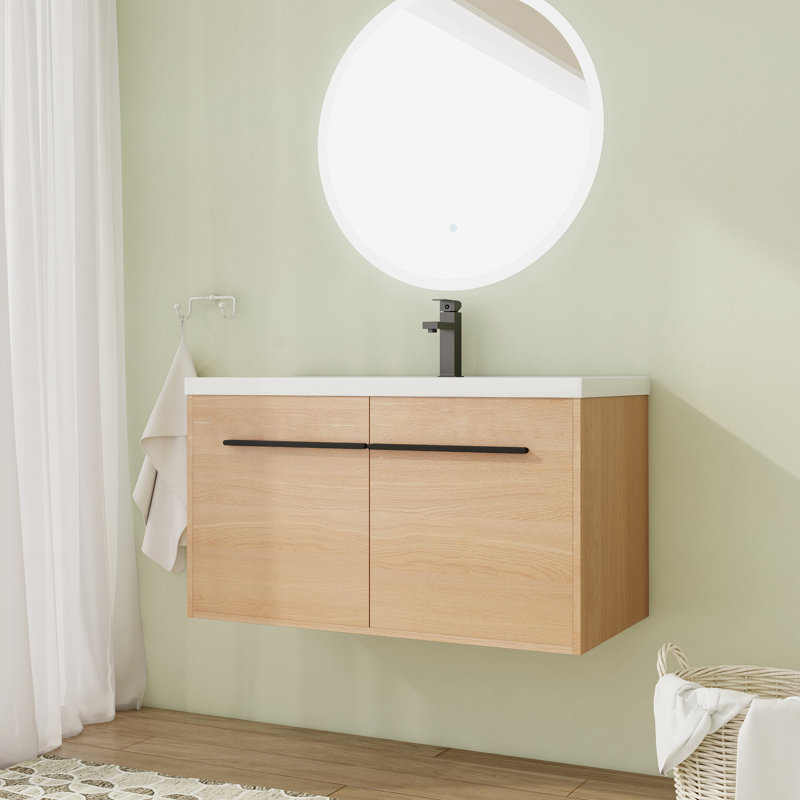 Meuble-lavabo simple 35,5 po avec comptoir, Brun clair