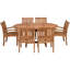 Ensemble de salle à manger 7 pièces en bois de teck avec table à rallonge ronde et ovale avec 6 fauteuils Abacho