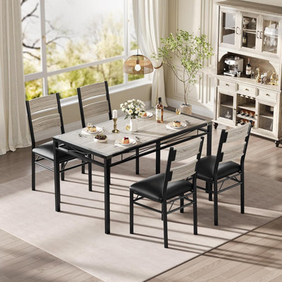 Ensemble de table de salle à manger pour 2/4 avec chaises rembourrées, ensemble de chaises de table de cuisine de 2/4, ensemble de chaises de table de cuisine en bois de 2/4 avec protecteur d'angle
