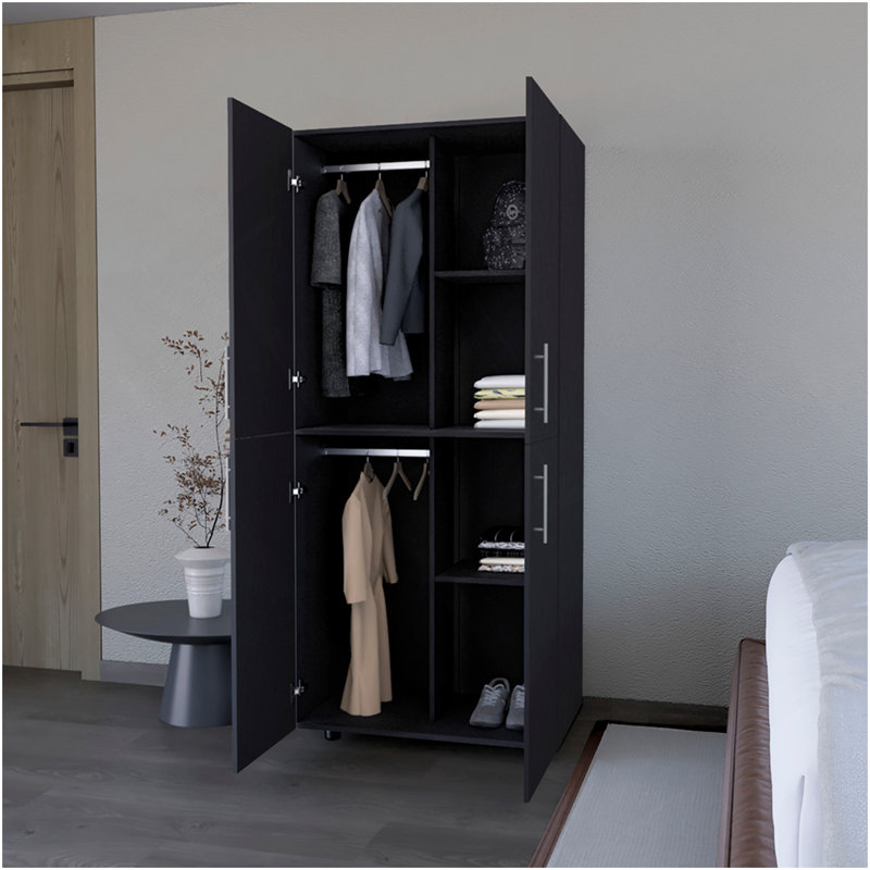 Armoire Moscow, chambre à coucher, noir, Noir