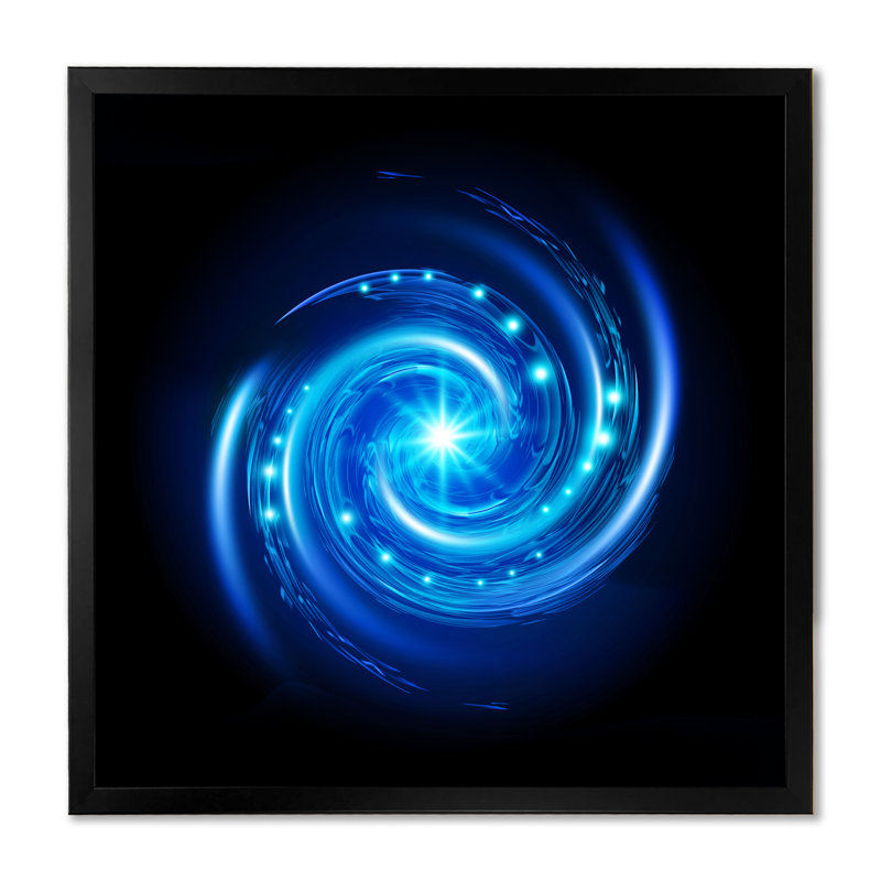 Vortex spirale bleu - On, H 16 po x l 16 po x P 1 po, Impression noire sur toile encadrée