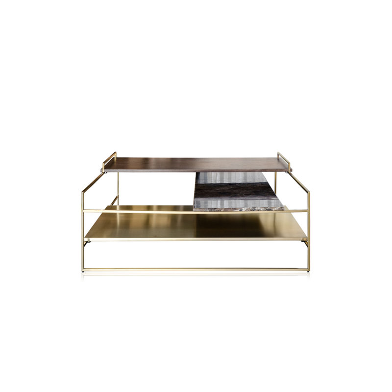 Table basse ouverte avec rangement, H 16 po x L 39 po x l 39 po, Or