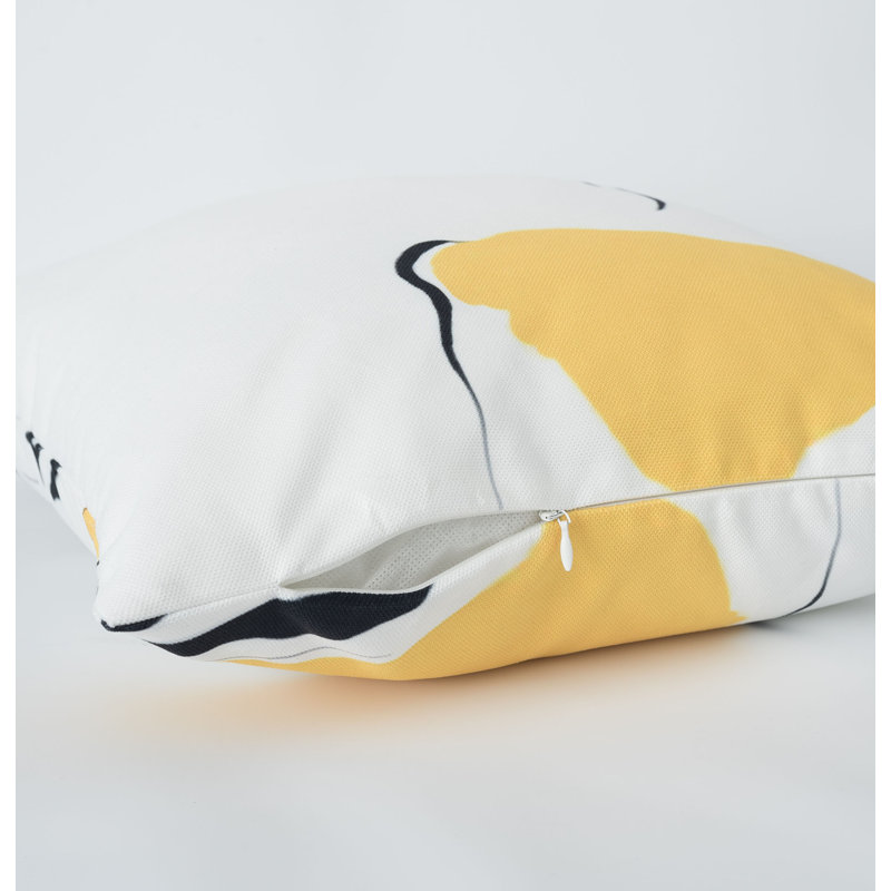 Abstract Woman Black and Yellow Polyester Throw Pillow