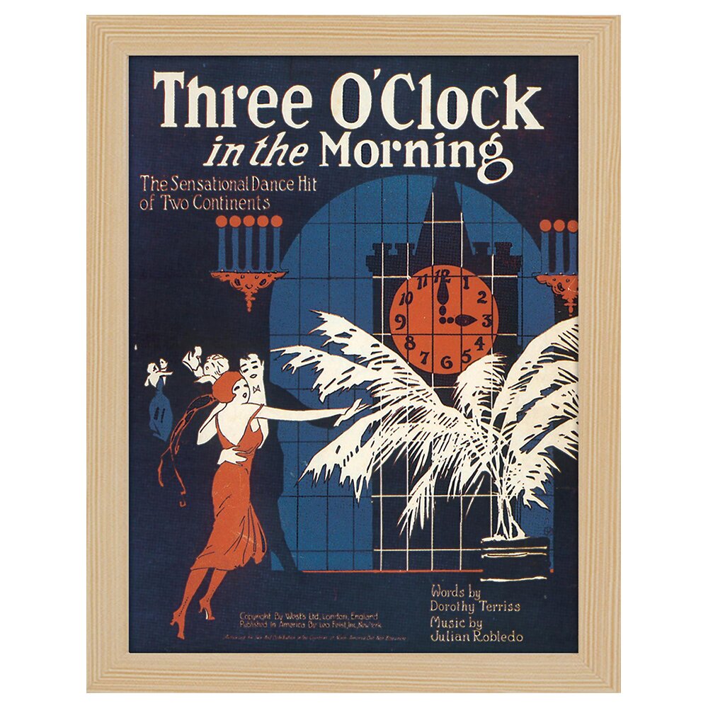 Leinwandbild Vintage Music Cover Drei Uhr morgens