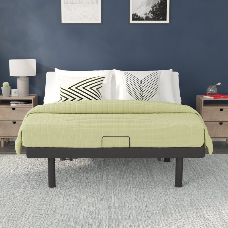 Base de lit rembourrée réglable avec télécommande sans fil Overton, Grand