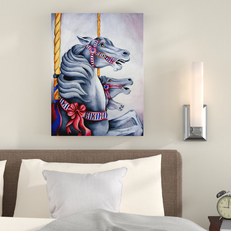 'Carousel Horses' Acrylic Painting Print on Wrapped Canvas, 19" H x 14" W x 2" D