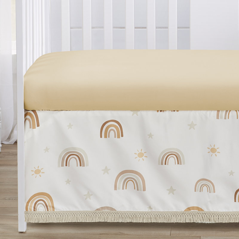 Boho Rainbow Beige and Taupe Microfiber Crib Bedding Set