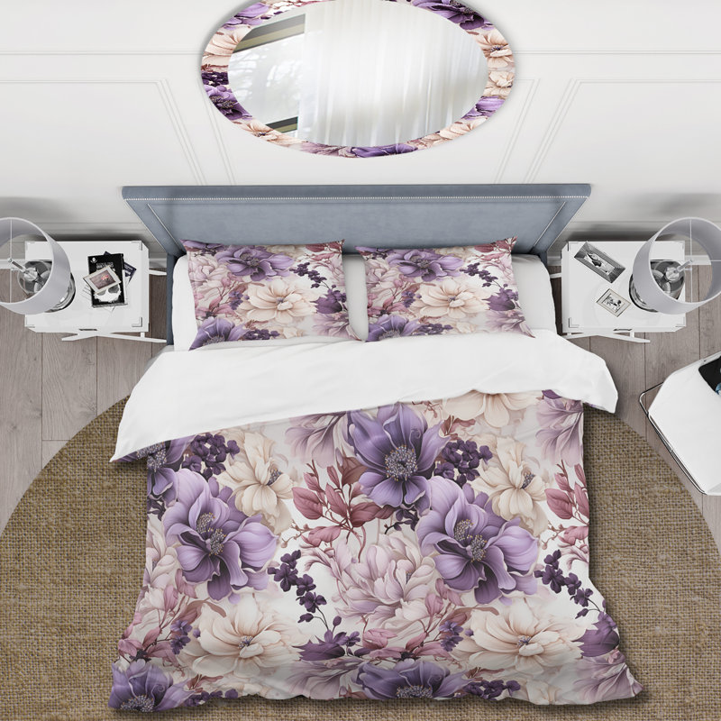 Literie éthérée à motif floral victorien III, Housse de couette pour très grand lit et 2 très