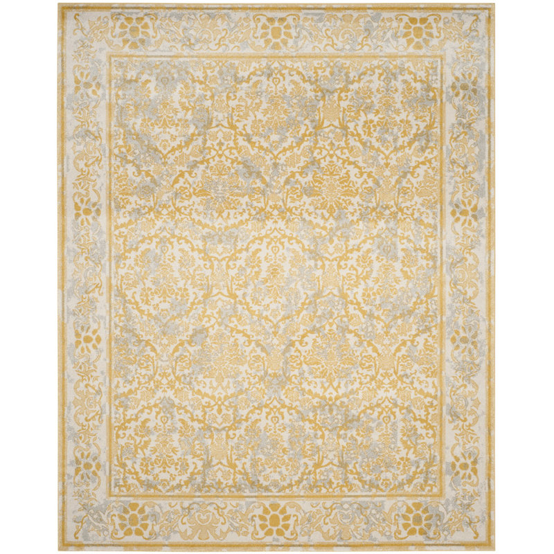 Tapis ivoire / doré Aquene, Rectangle 2 pi 2 po x 4 pi