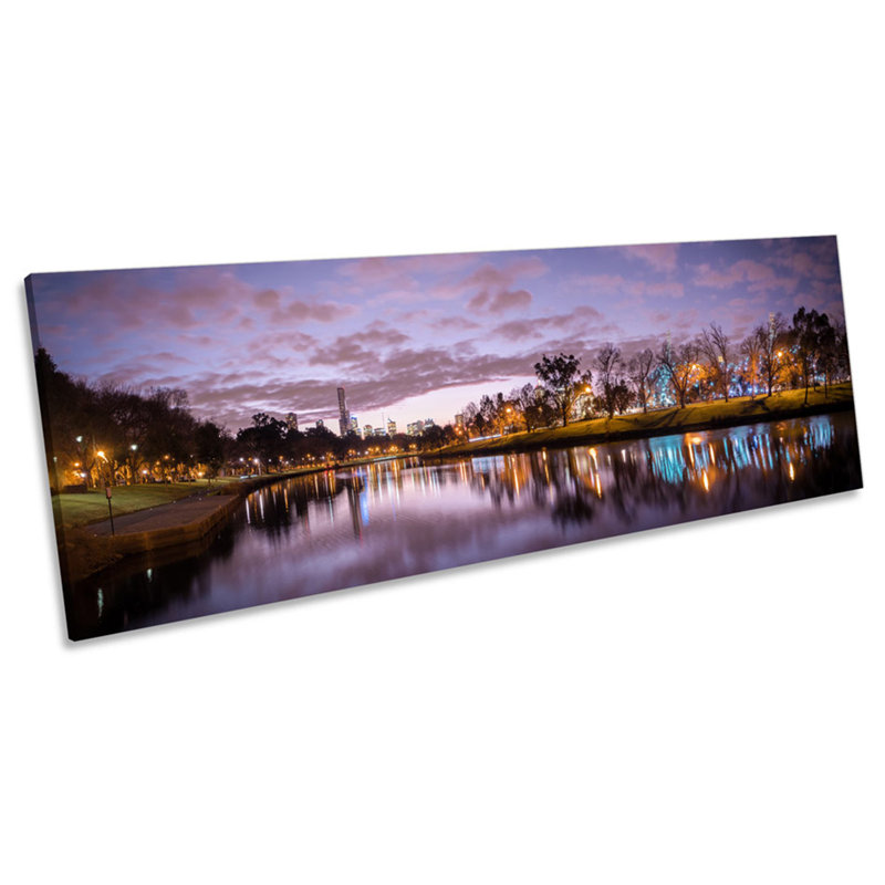 Melbourne City Australia - Wrapped Canvas Panoramic Print, 30.48cm H x 91.44cm W x 2cm D