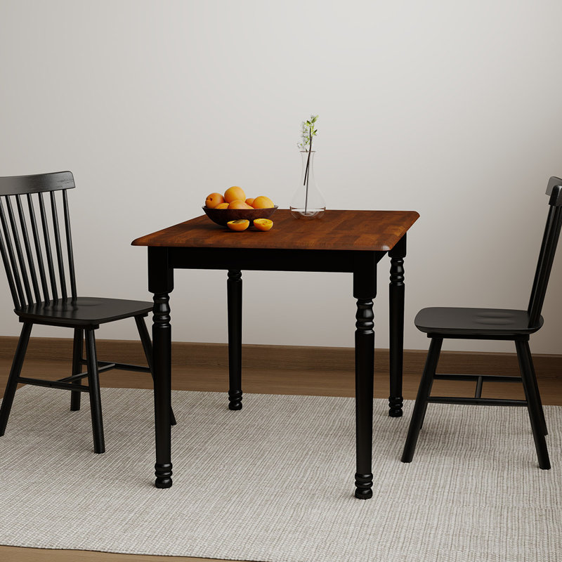 Modern Farmhouse Rectangular Solid Wood Dining Table, Walnut/Black