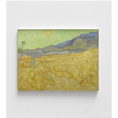 Wheatfield With A Reaper By Vincent Van Gogh, Field Wall Art, Yellow Landscape Print, Bright Sun Print, Wheat Oil Painting Print -  WeFrameArt, 57502-12Hx16Wx1D-PRINT ONLY
