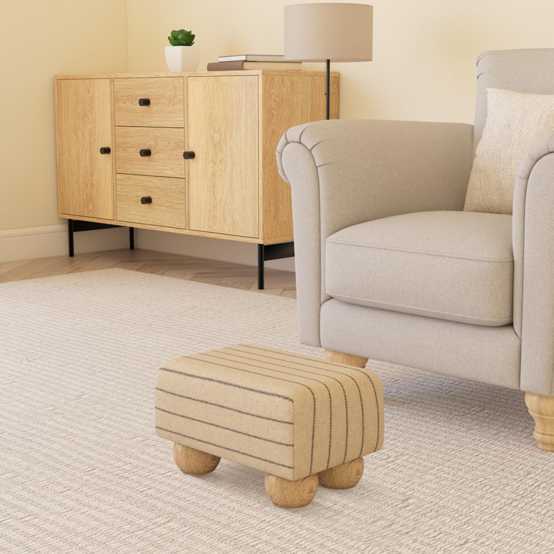 Manufactured Wood Accent Stool, Navy Cream/Blue, Natural