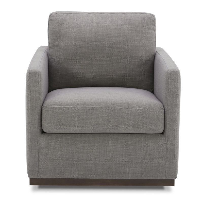 Bobbi Upholstered Swivel Armchair with Reversible Cushions (Set of 2), Effie Flint Performance Linen
