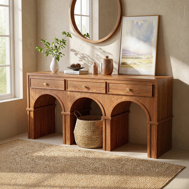 60" Solid Wood Console Table with Drawers
