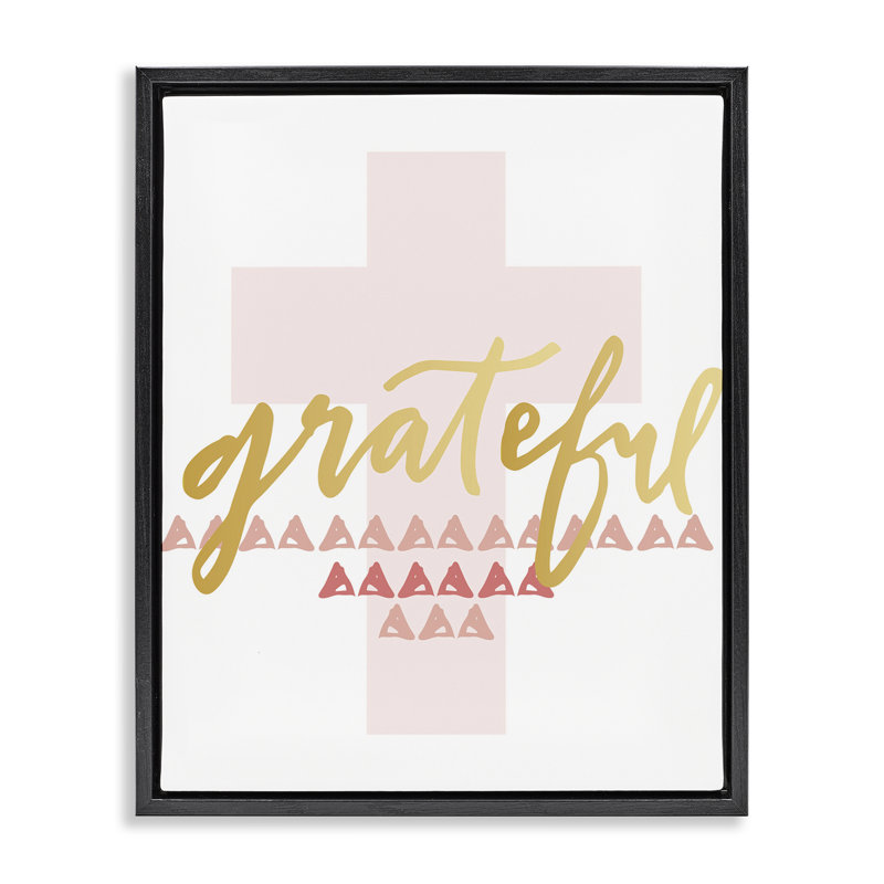 Grateful over Cross Brown Framed Floater Canvas Wall Art by Blue Chair Blessing, Cadre flottant noir de jais