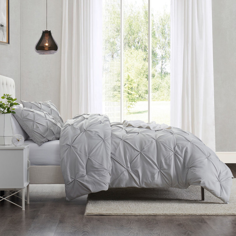 Polyester Duvet Cover & Insert, Silver Gray, Twin Duvet + 2 Additional Pieces