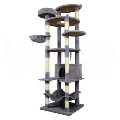 78 In Dark Gray Cat Tree Tower With Large Condo  Sisal Scratching Post Big Hammock And Top Platform